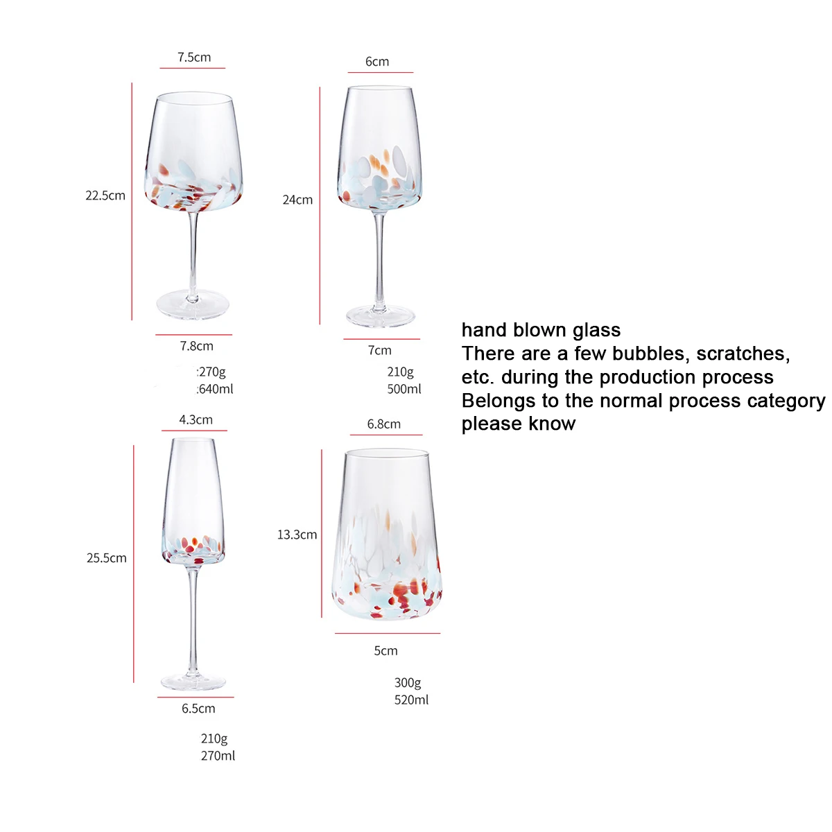 (Can Engrave Logo) 640/500/270/520ML Colored Household Red Wine Glasses, Party Goblets, Bordeaux Wine Cup, Champagne Glass