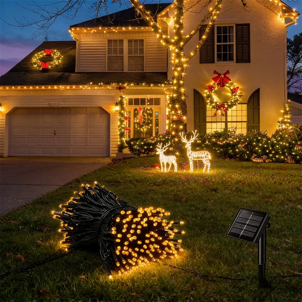 

Solar Powered LED String Lights Outdoor Waterproof Fairy Lights String Solar Garland for Patio Wedding Christmas Garden Light