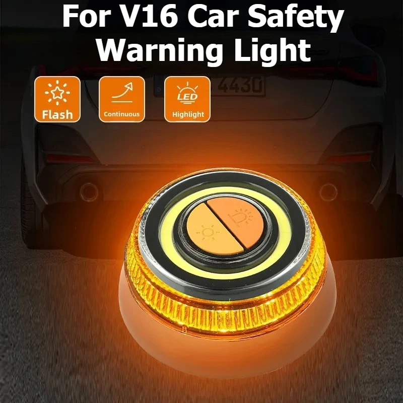 

For Roadside Emergency Safety Car Strobe Warning Light with Reflective Triangle Flashing Beacon for Vehicle Breakdown Security