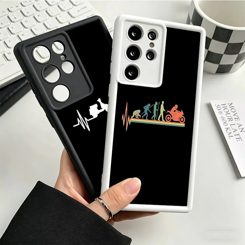 Motorcycle Heartbeat Phone Case For Samsung S25 Ultra S26 S23 FE S22 Galaxy S21 S20 Plus S24 FE Cover Coque Shell Protective