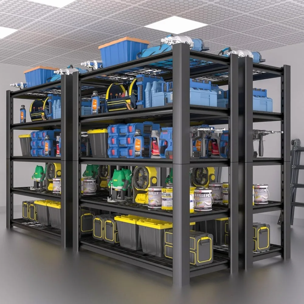 5-Tier Heavy Duty Garage Shelving Unit with Wire Shelves,3000 LBS Capacity Metal Storage Rack,Adjustable Boltless Steel Shelves