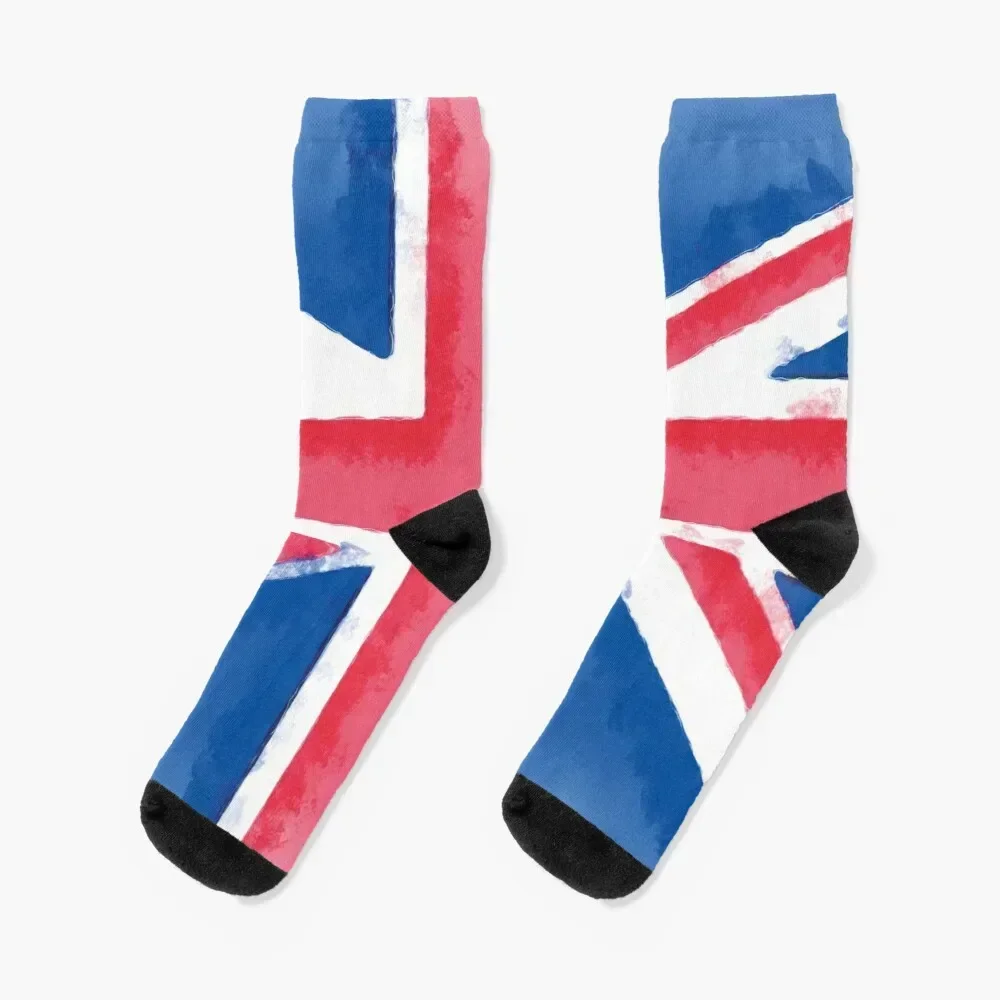 

UK flag watercolor painting Socks sports and leisure funny gift set custom Mens Socks Women's