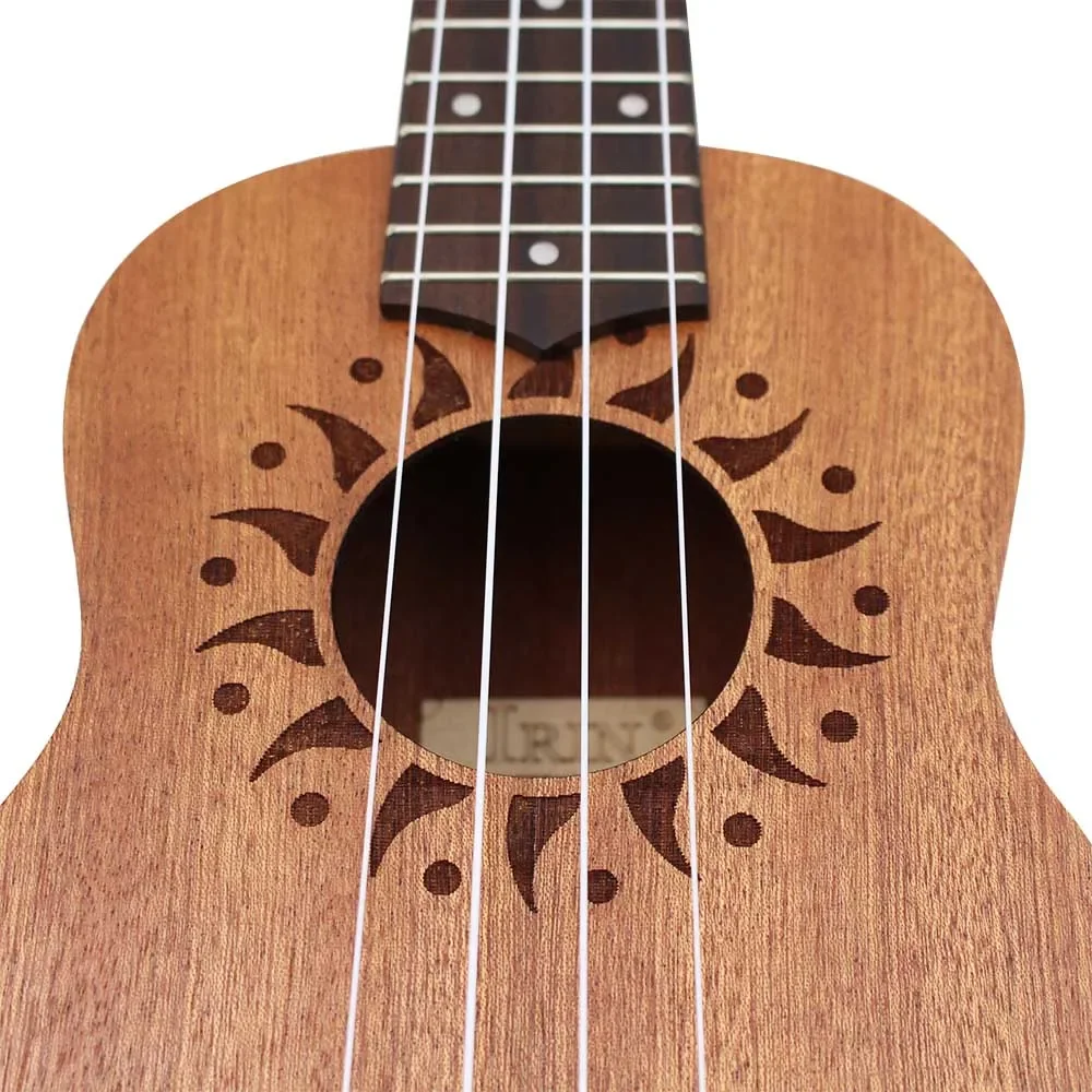 IRIN 21 Inch Ukulele 4 Strings Guitar Sunflower Hawaiian Mini Guitarra Mahogany Ukulele Stringed Instrument Beginner Exercise