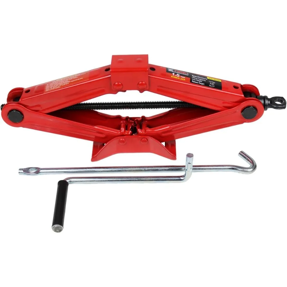 1.5 Ton Automotive Scissor Jack, 3000 lbs Capacity, Compact & Portable for Garages, Repair Shops, DIY