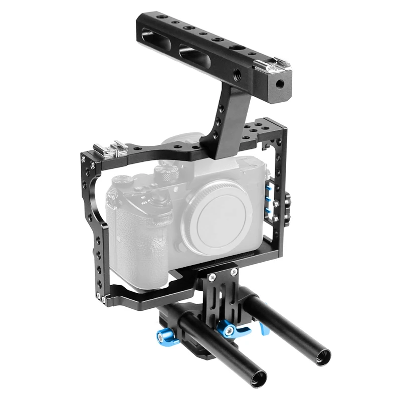 

C5 Camera Cage Rod Rail Rig Follow Focus Support Handle Grip Stabilizer For Sony A7II A7R A6300 A6500 A6000