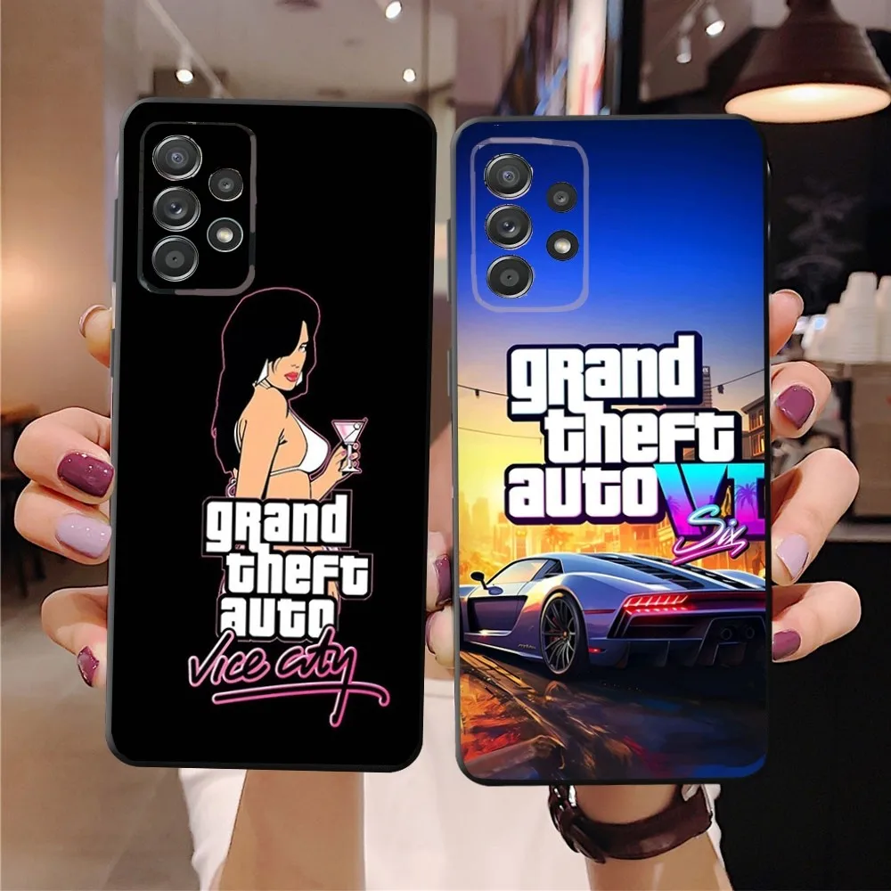 Game G-GTA 5 6 Vice City  Phone Case For SamsungS24,23,22,21,S20 Ultra Pro 10,S30Plus,S9,20lite Ultra Black Cover