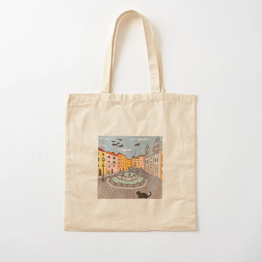 Journal of a Cat in Rome - Piazza Navona Tote Bag women bag Shopper bags luxury women Canvas Tote Bag