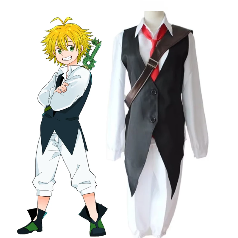 

Костюм для косплея «Семь смертных грехов», Meliodas, карнавальный костюм на Хэллоуин, полный комплект, униформа с сумкой 2026