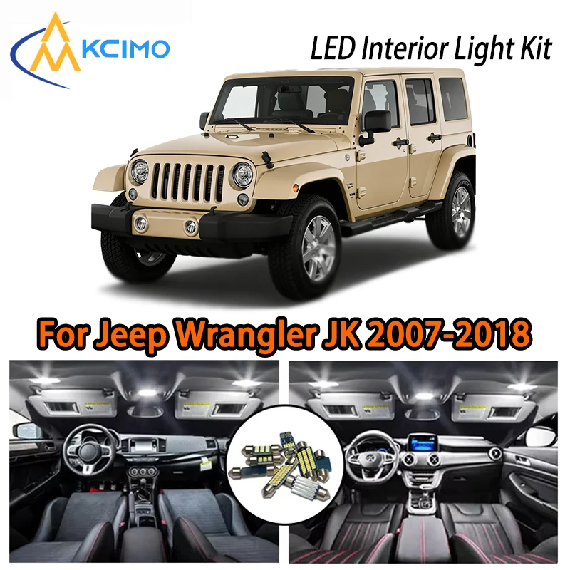 

Amazing LED Interior Lights For Jeep Wrangler JK 2007-2018, Two Colors White Blue Choice Easy Install Super Bright