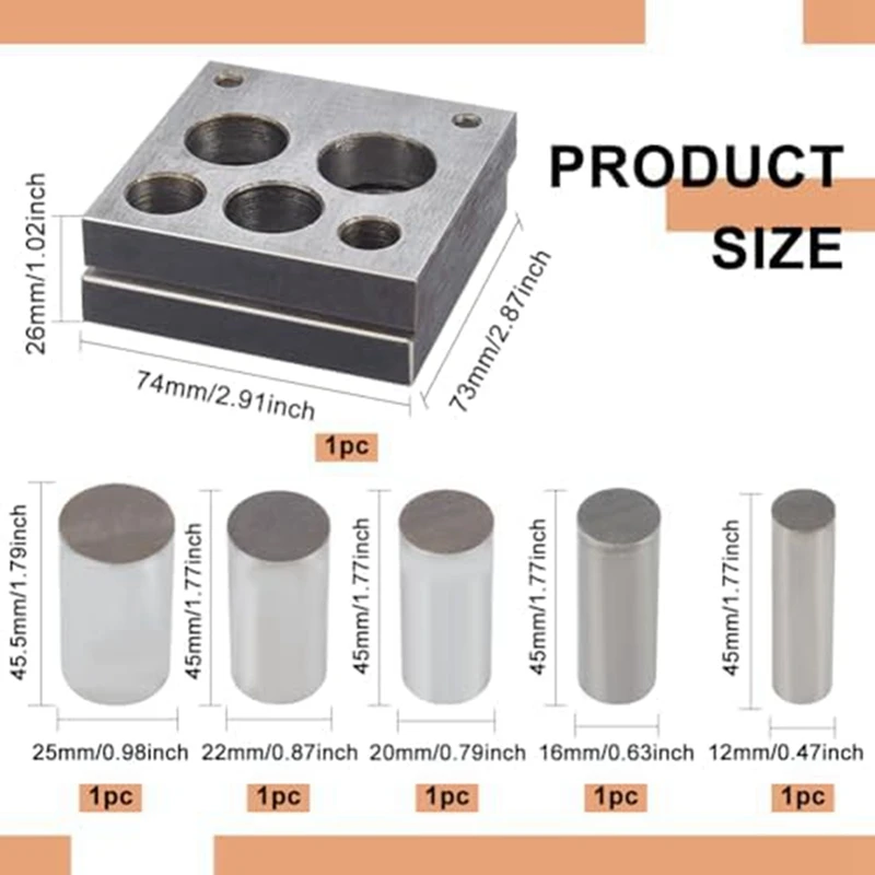 5つの丸いパンチサイズのディスクカッター、ジュエリー製造金属、1インチ、2インチ、5インチ、8インチ、3インチ、4インチ、7インチ、8インチ、1インチ、5個
