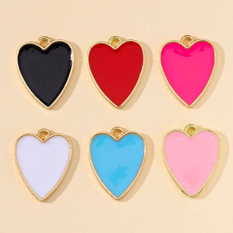 

20Pcs 14x17mm Enamel 6 Color Love Heart Charms Pendant for DIY Jewelry Making Earrings Necklace Accessories Wholesale Findings