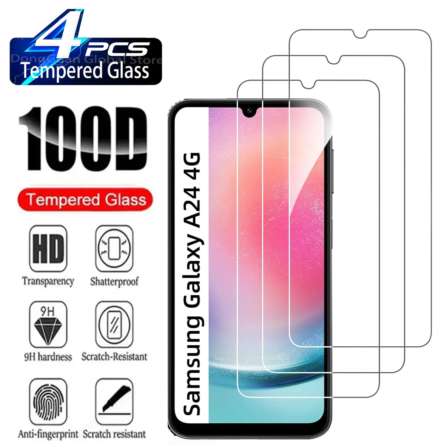 

2/4Pcs 9H Tempered Glass For Samsung Galaxy A24 4G HD Screen Protector