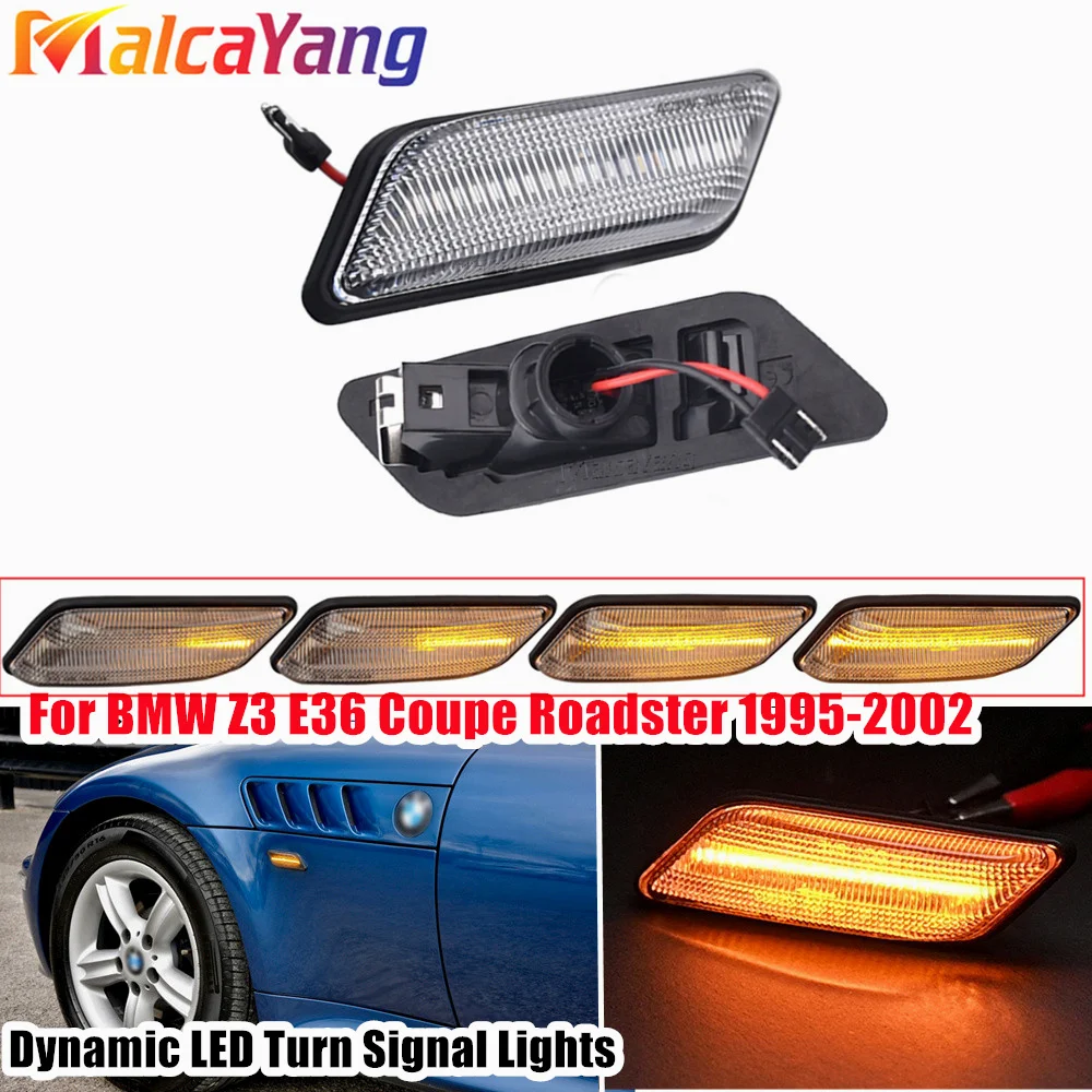 

For BMW Z3 E36 Coupe Roadster 1995-2002 Dynamic Turn Signal Light LED Side Marker Fender Sequential Indicator Lamp