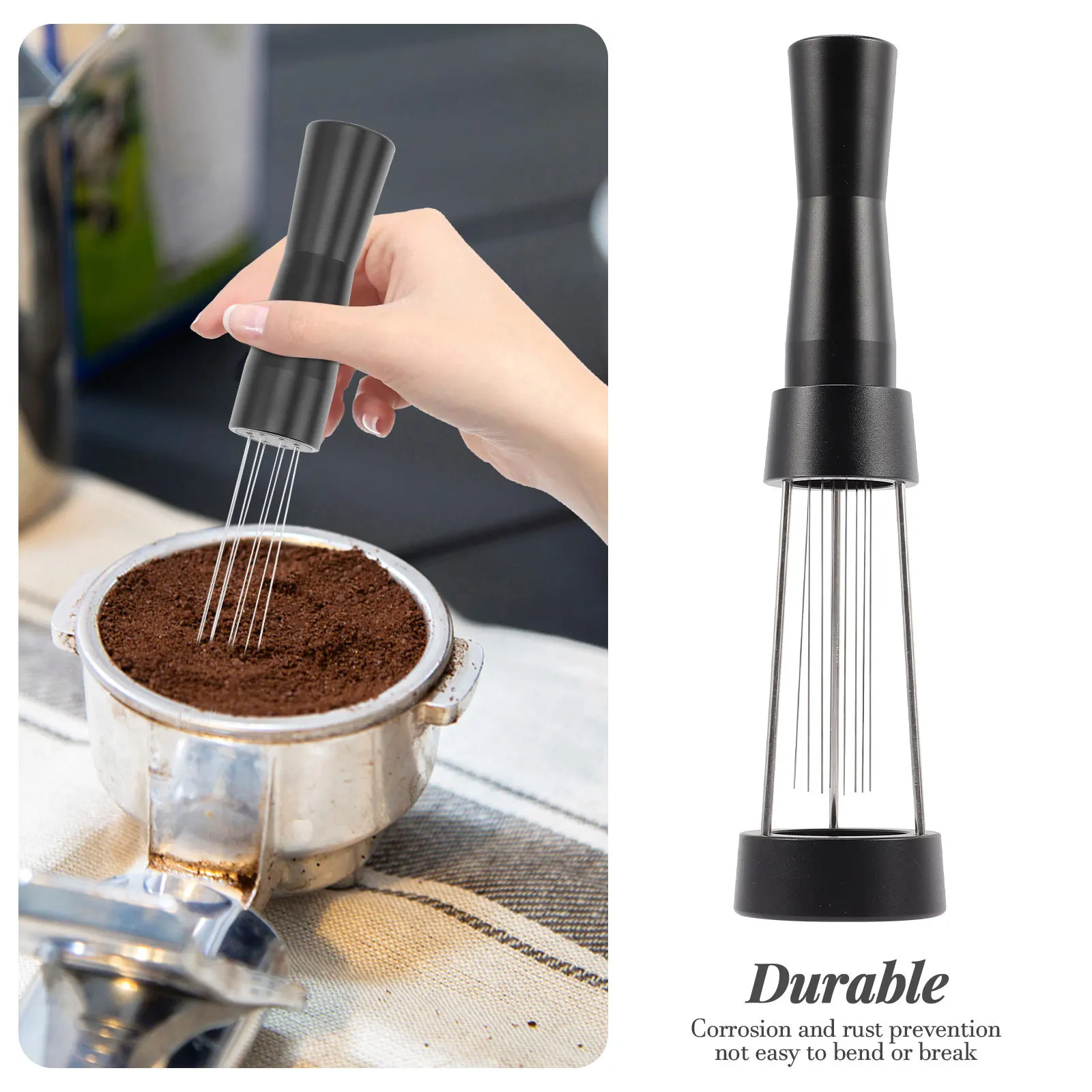 أداة تقليب مسحوق القهوة بالتساوي لأداة التحريك المصنوعة من الفولاذ المقاوم للصدأ القابلة لإعادة الاستخدام للإسبريسو - مثالية للمنزل والفندق،