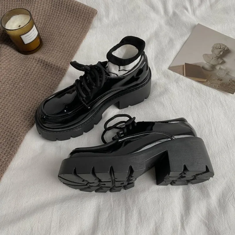 Uniform Shoes Small Leather Shoes Female British Girl Japanese Wild Black Retro Mary Jane Shoes Lolita Platform Shoes Low Hee