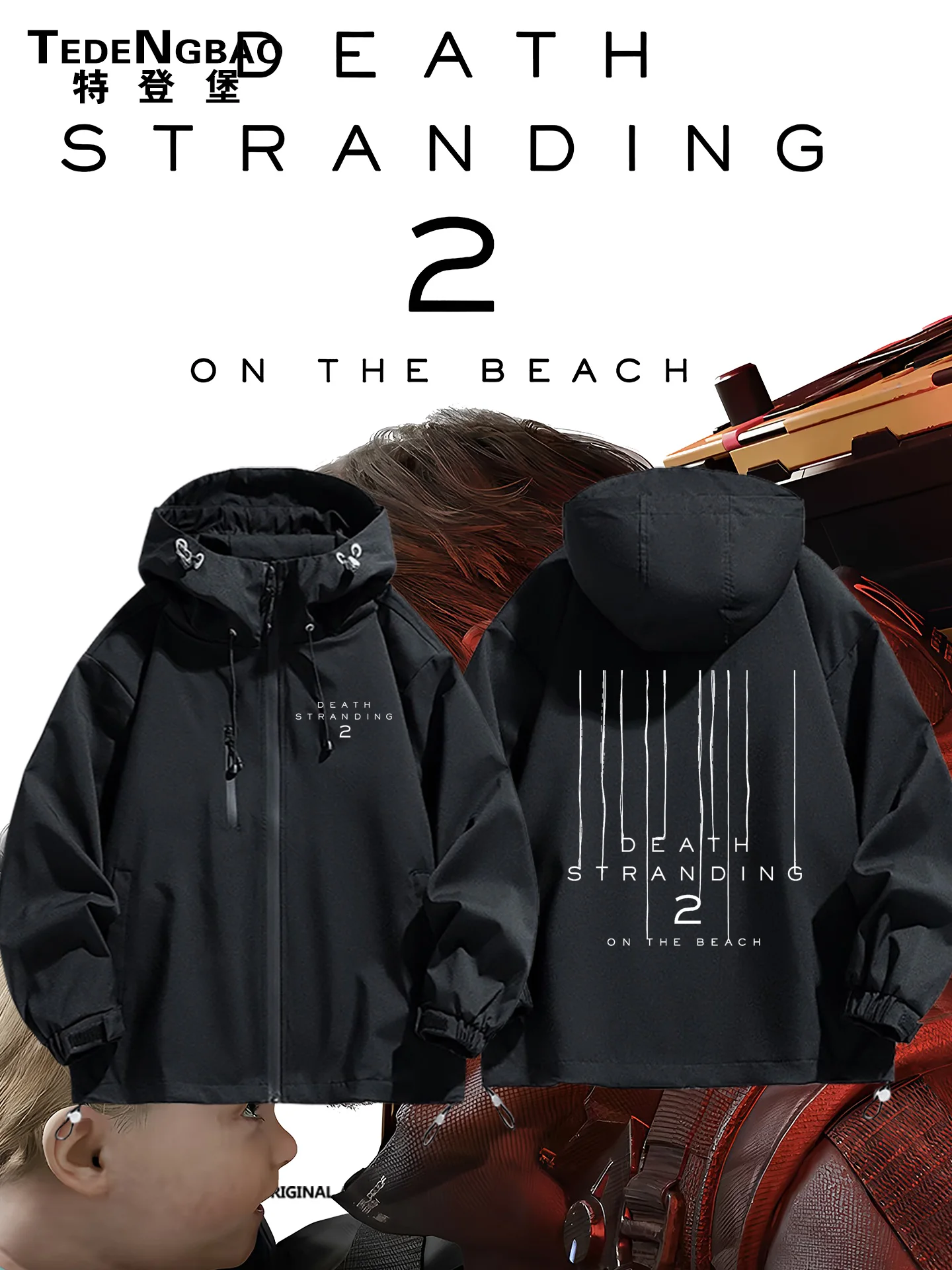 

ex Casual Sle Ветрозащитная игра Jaet Периферийные устройства Death Stranding 2, весна-осень, свободная посадка, полиэфирное волокно с принтом