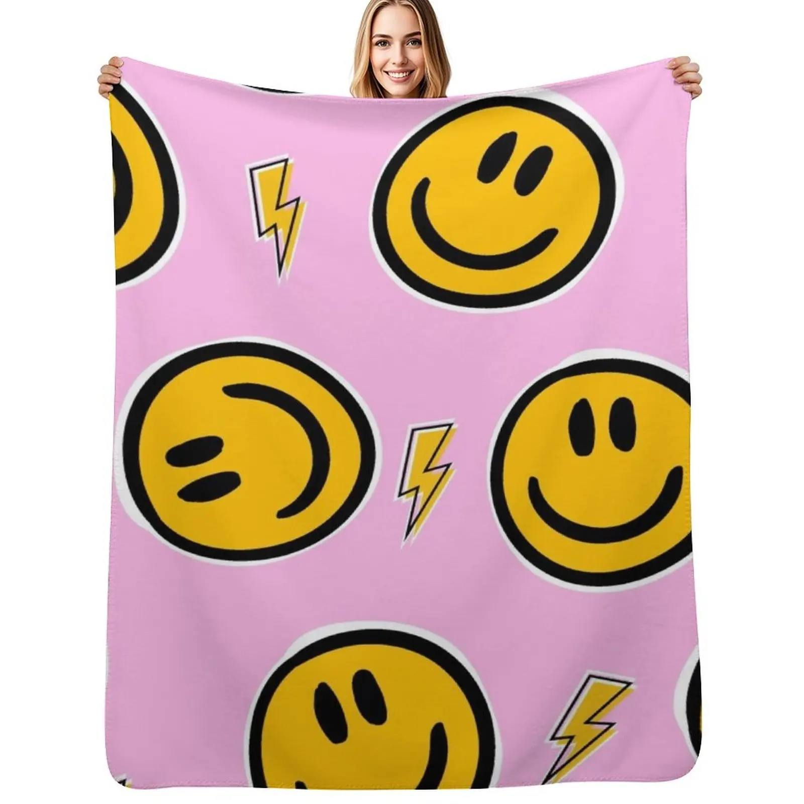 

Preppy School Supplies, Preppy Aesthetic, Preppy, Pink, Smile, Smile Face, Happy Face Throw Blanket Decoratives Blankets