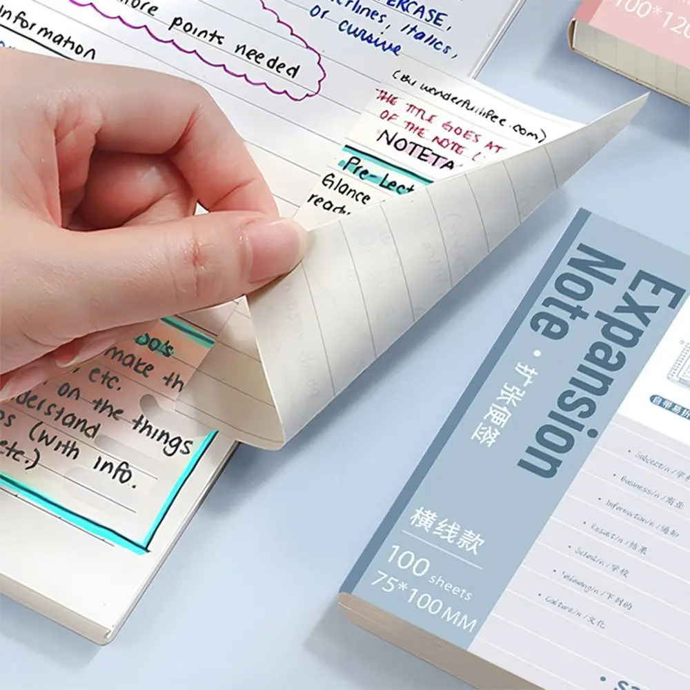 100 قطعة/المجموعة بسيطة ذاتية اللصق التوسع ملاحظات لاصقة قابلة للتمديد لزجة لوحات مذكرة المسيل للدموع لزجة تسميات ملصق الطلاب