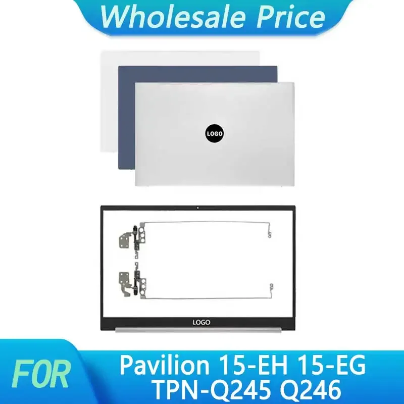 New For HP Pavilion 15-EH 15-EG TPN-Q245 Q246 Laptop LCD Back Cover Top Case Front Bezel Hinges Silver Blue White