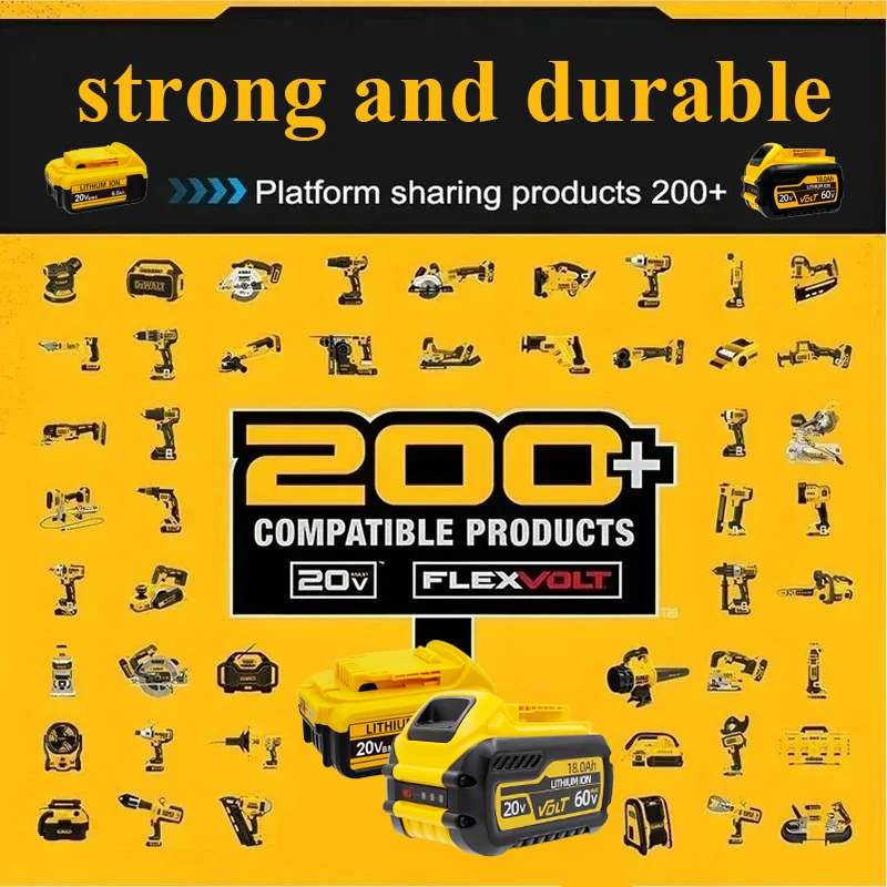 Bateria de 2 pacotes de 8,0Ah para DeWalt 20V MAX com carregador, compatível com série DCB200, para todas as ferramentas XR de 20V/18V