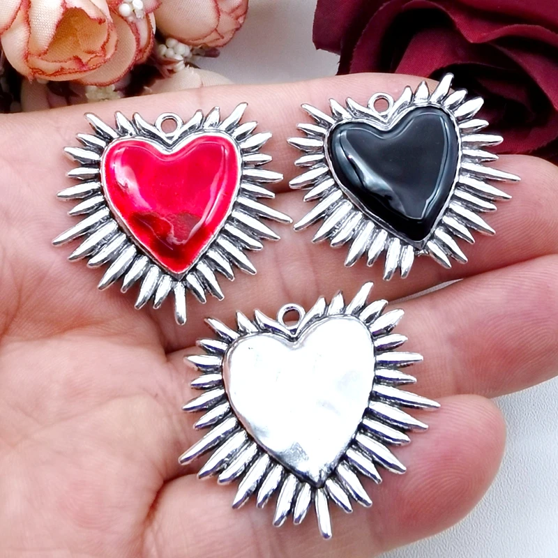 5 Charming Sting Heart Thistle 36x33mm Antique Silver Pendant DIY Craft Discovery Handmade Tibetan Jewelry