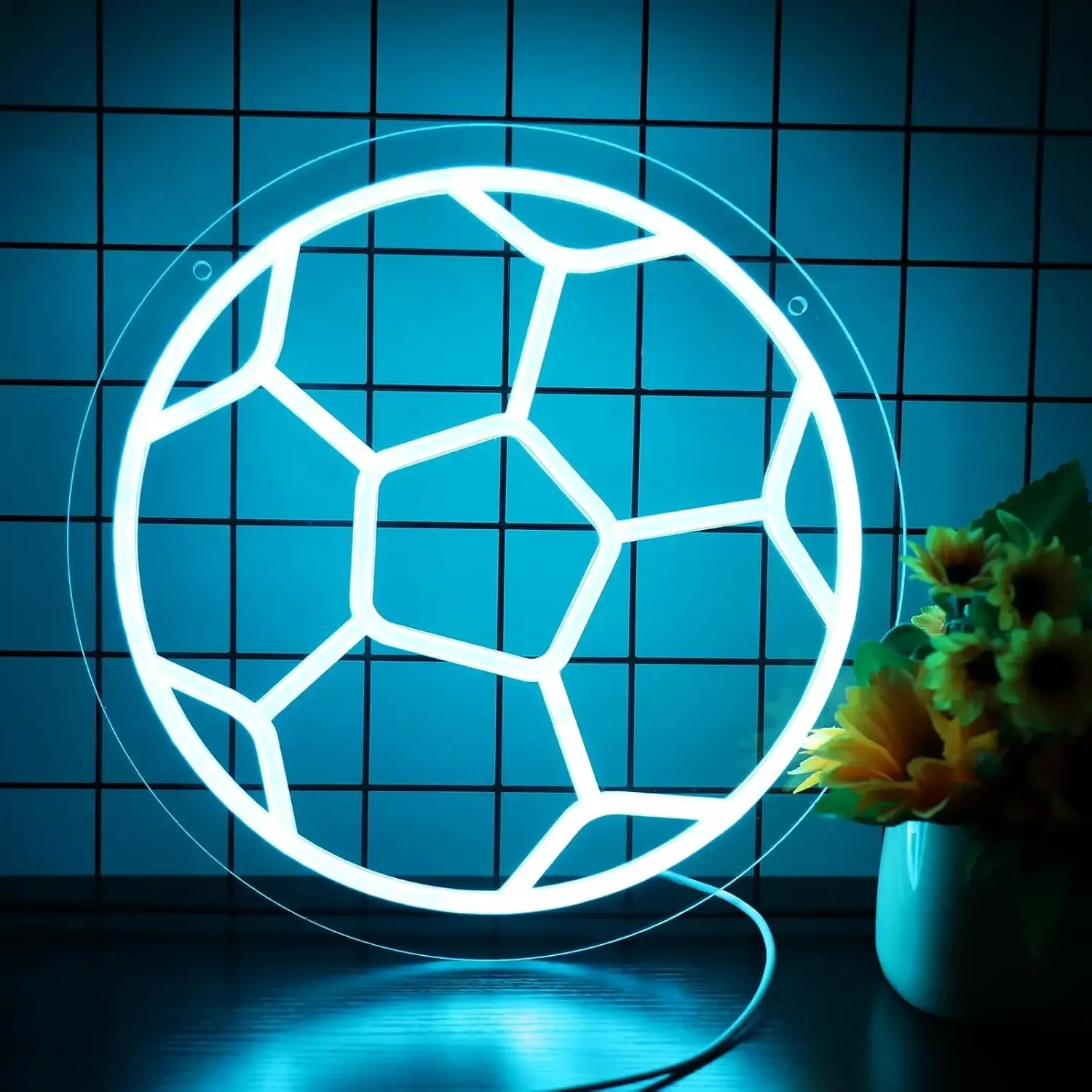 Sinal de néon de futebol alimentado por usb led sinal de luz de néon para o quarto sala estar ginásio festa esporte decoração para casa presente de aniversário de natal