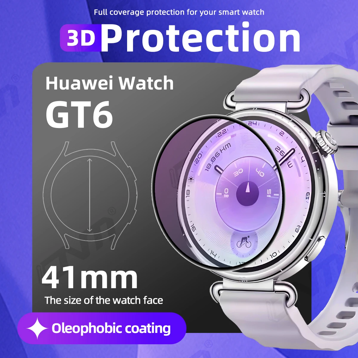 

3D Protection Film for Huawei Watch GT 6 41mm Screen Protector, Full Coverage Anti-scratch for Watch GT6 Accessories (Not Glass)