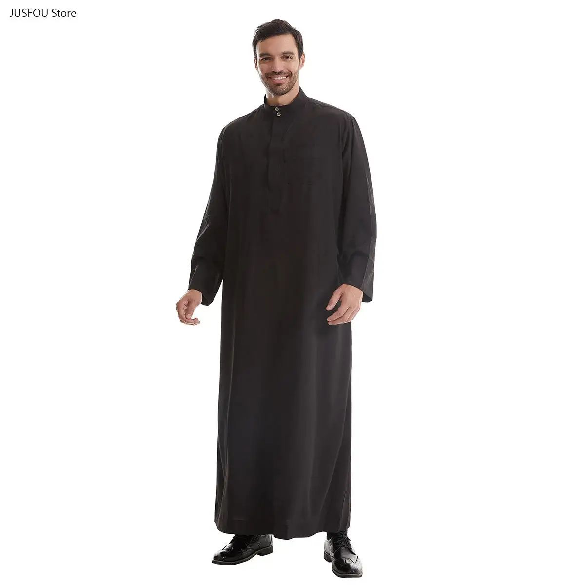 Men Long Sleeve Muslim Thobe Thoub Thawb, Saudi Dubai Arabic Jubba Daffah Kaftan Caftan, Middle East Islamic Casual Robe