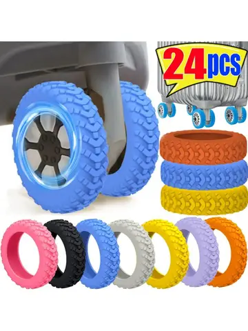 1/24Pcs Thicken Texture Silicone Wheels Protector For Luggage Reduce Noise Travel Luggage Wheels Cover Luggage Accessories