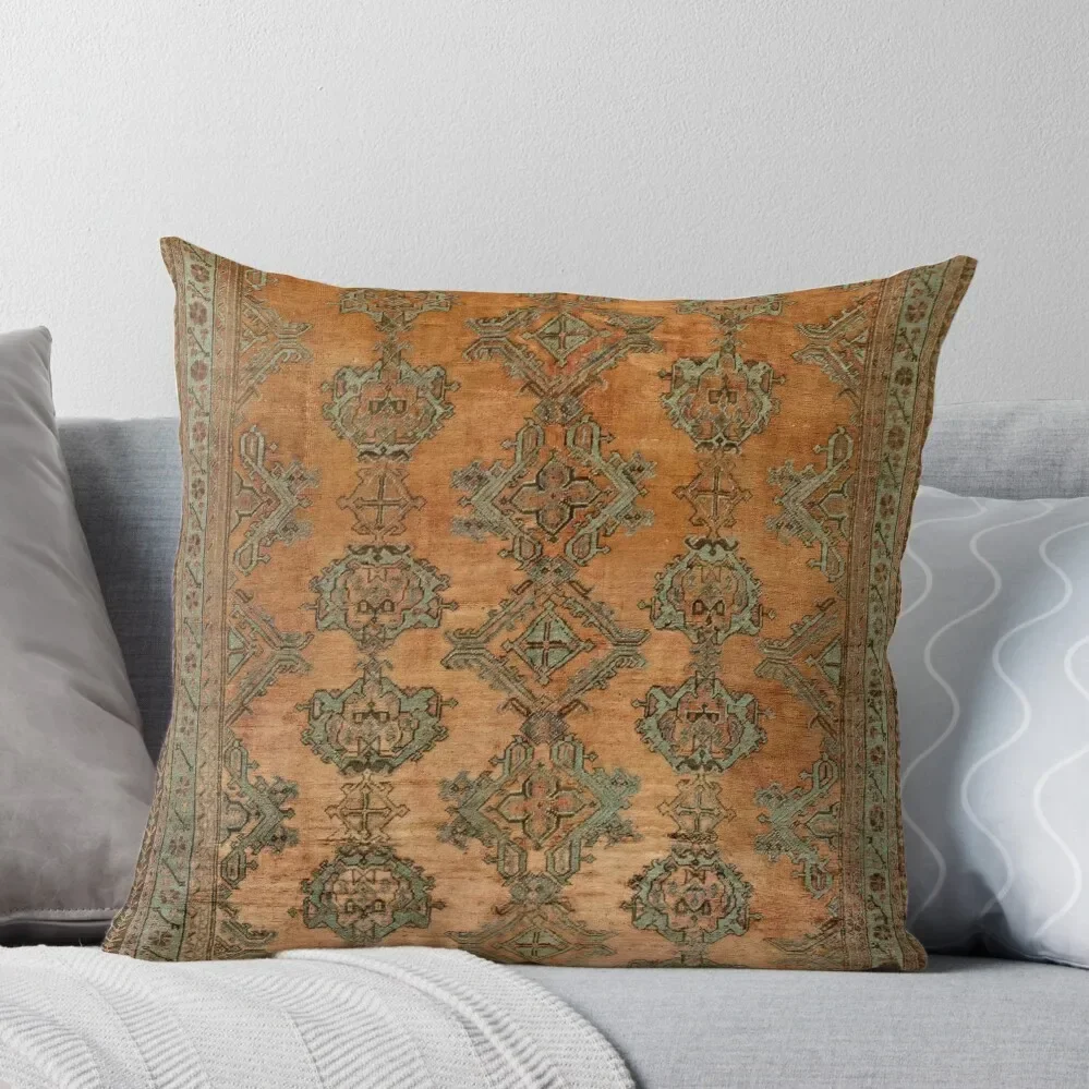 Antique Turkish Oushak Rug Print Throw Pillow Christmas Pillow Marble Cushion Cover Pillow