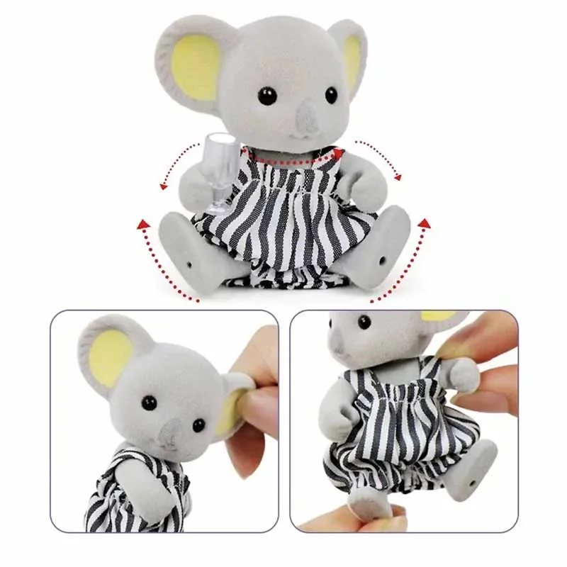 8PCS Koala Diary Original Doll Simulation Small Animal Model Miniature Scene Decoration Children\'s Play Home Doll Birthday Gift
