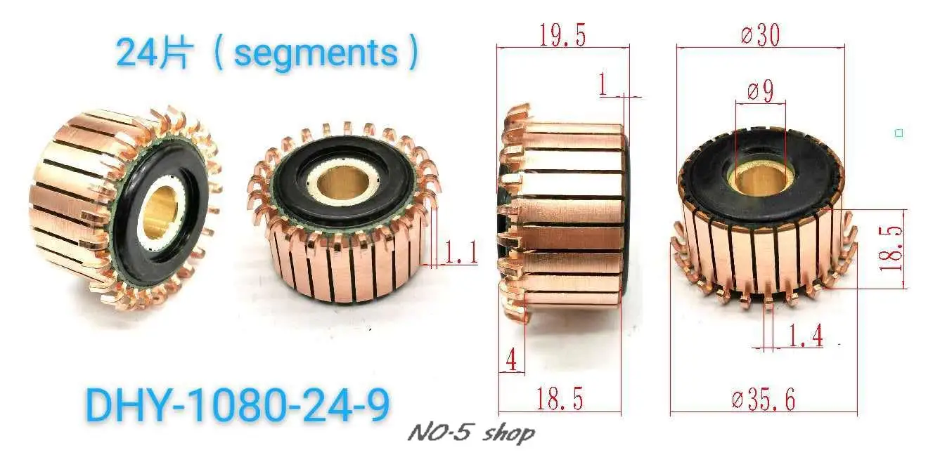 

10Pcs 30x9x18.5(19.5)x24P Copper Bars Electric Motor Commutator DHY-1080-24-9