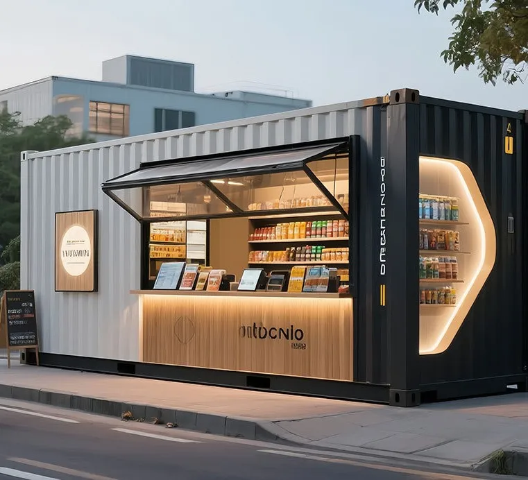 Prefab Container Coffee Shop Milk Tea Kiosk Mobile Fast Food Booth Prefabricated Street Vending Store Portable Container Bar