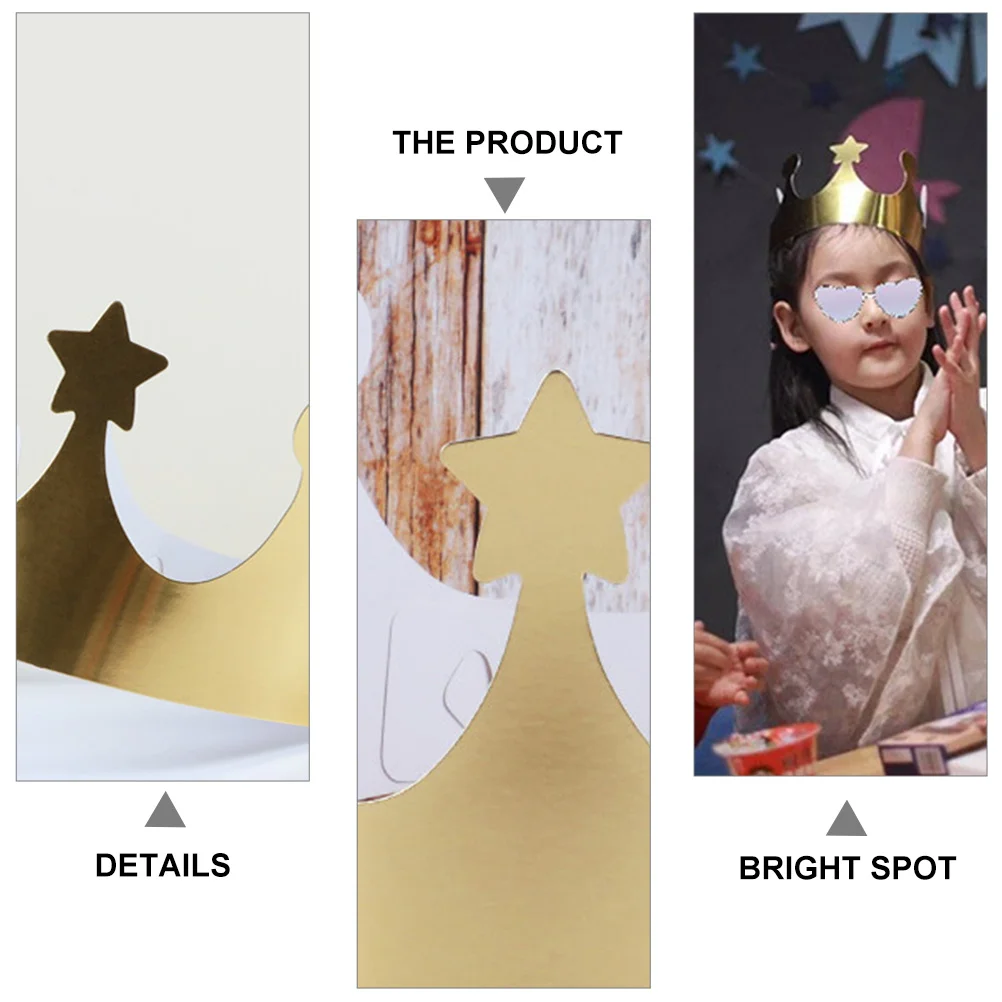

20Pcs Birthday Party Crown Golden Paper Hats Reusable Comfortable Adults Celebration Party Decor Birthday Accessories