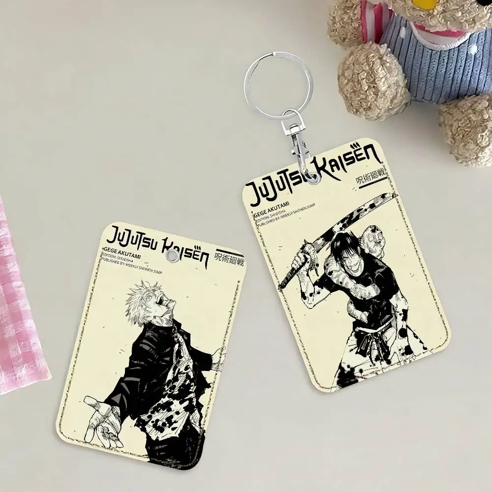 Anime J-Jujutsu K-Kaisen Card Holders Anti-lost Student ID Card Protective Cover Cases Campus Access Cards Key Chain