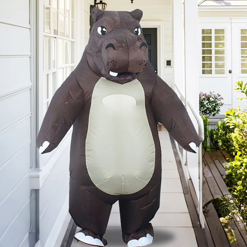 Aufblasbares Nilpferd-Nilpferd-Maskottchen-Kostüm für Erwachsene, Zeichentrickfigur, Outfit, Anzug für Erwachsene, Cosplay, lustiger Anzug, Halloween-Party