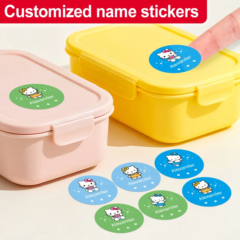 Custom Name Sticker with Hello kitty –Cute Aesthetic Design, Custom Name–Gift for Women, Kids, Teens Laptop, Phone, Water Bottle