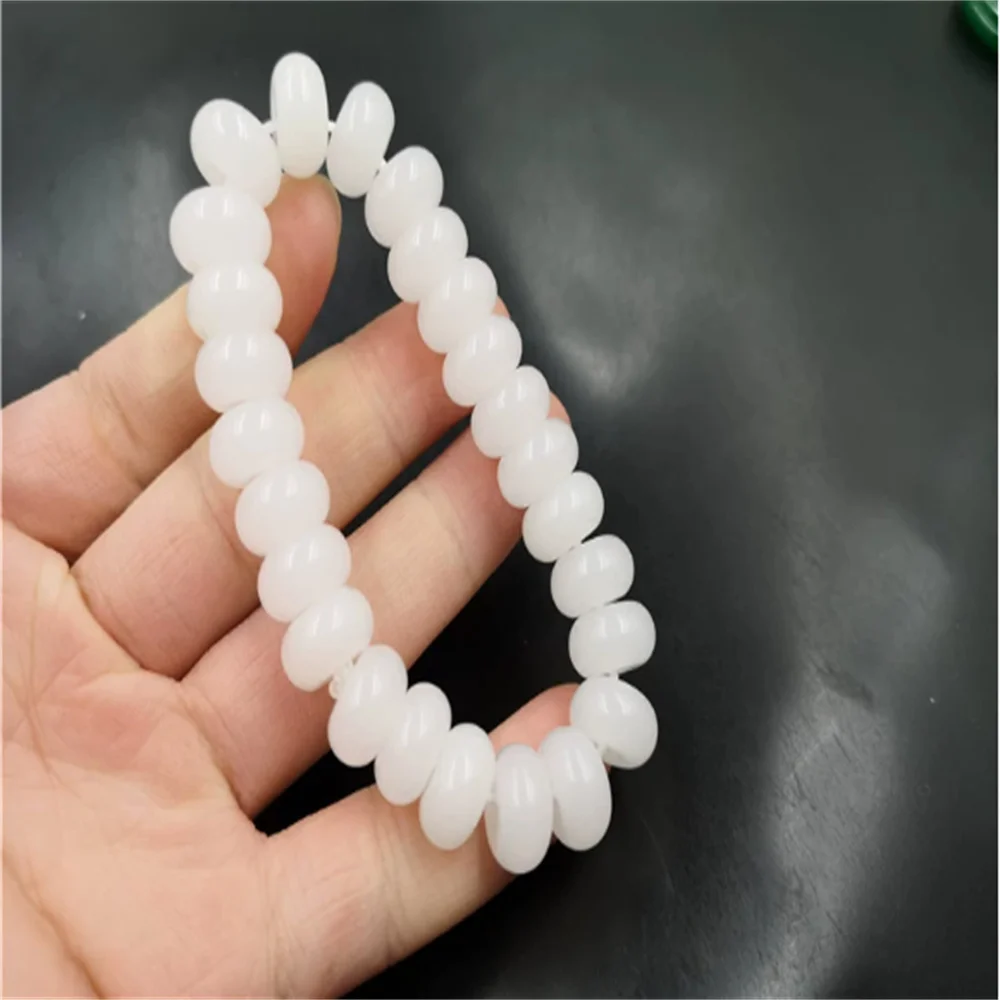 

New exterior material imitation jade safety buckle bracelet for men and women, white glass safety