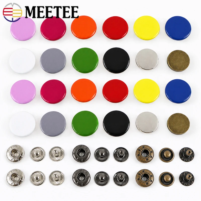 

50Sets 10/12/15/17mm Metal Snap Button for Clothing Wallet Stud Leather Craft Decorative Buttons Covers Clip DIY Sewing Supplies