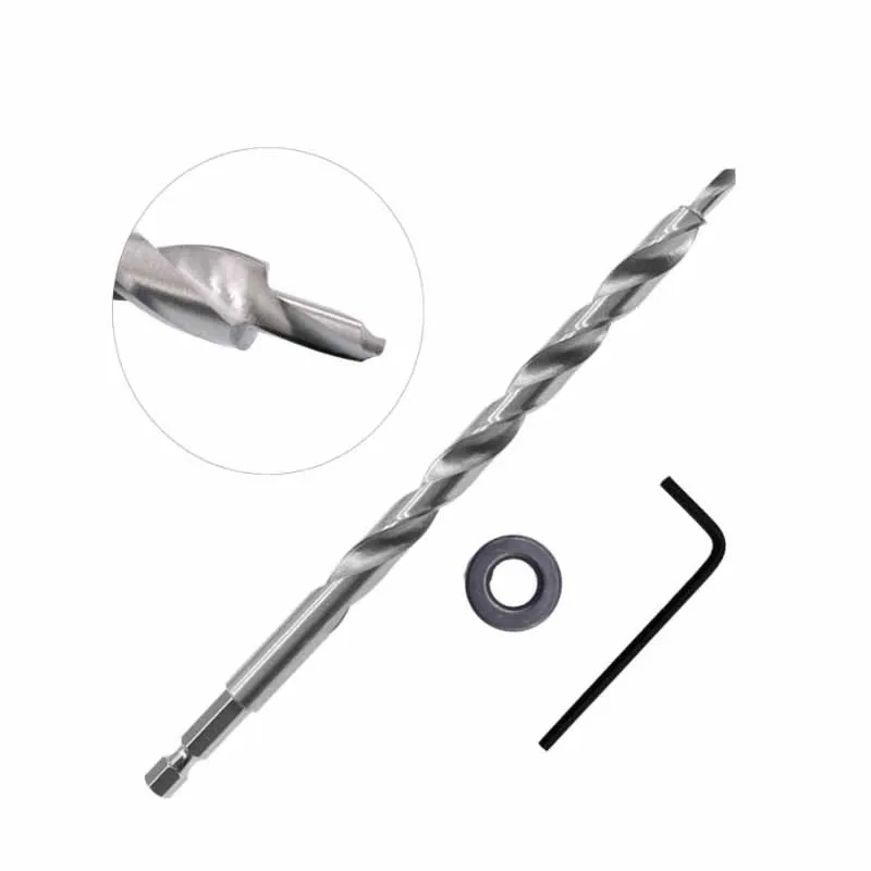 Step Drill Bit Woodworking Inclined Hole Positioning Twist Dril Hexagonal Handle Lengthened Variable Diameter Hole 9.5mm HSS