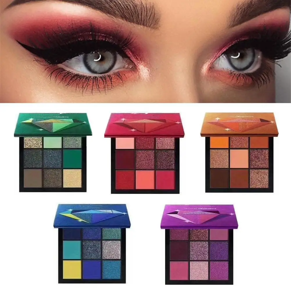 Tavolozza di ombretti a 9 colori Tavolozza di trucco combinato con diamante terrestre opaco Tavolozza di trucco imitazione per principianti Colore a lunga durata Rubino/Topazio