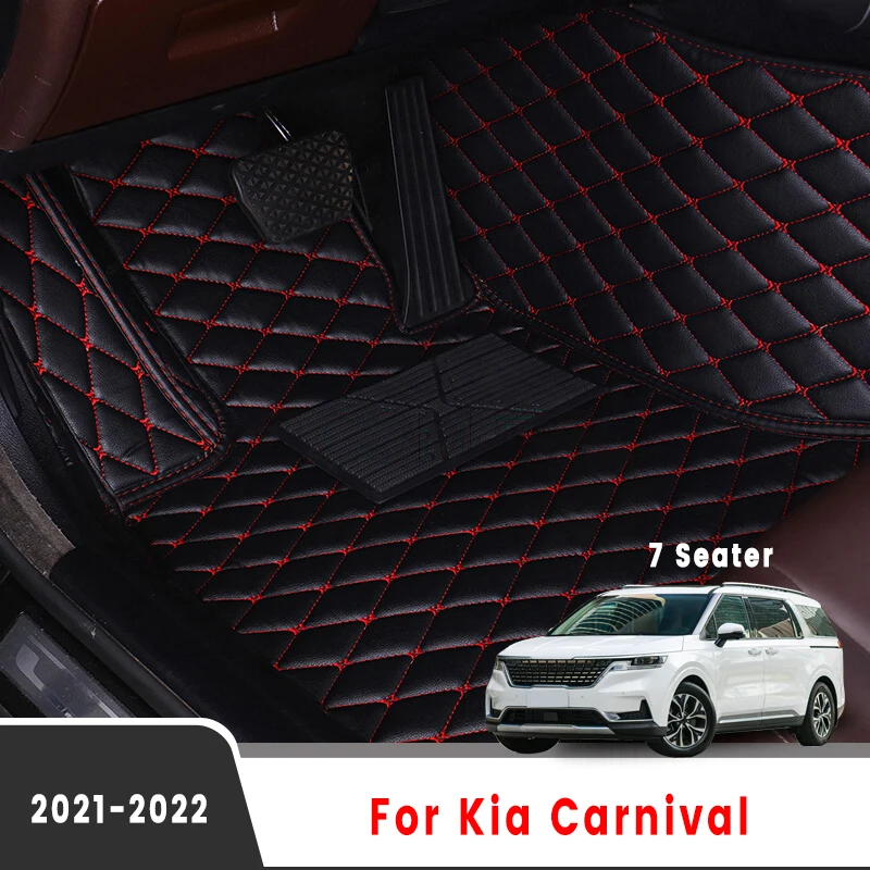 

LHD Car Floor Mats For Kia Carnival 2022 2021 7 Seater Accessories Styling Front And Rear Carpets Auto Rugs Interior Parts