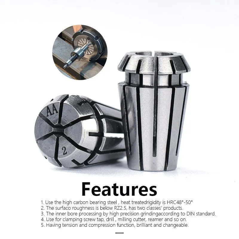 ER11 Collet Chuck 1-7mm 1/4 1/8 AA 0.008mm High Accuracy ER Spring Collet for CNC Bit Milling Cutter Clamping Tool Holder