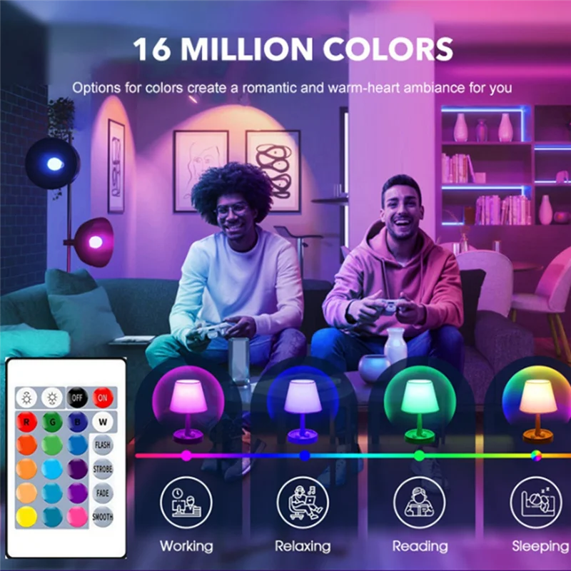 MOPHE-bombilla que cambia de Color con control remoto, luz de inundación RGB Multicolor de 16 colores, bombilla LED regulable E27 de 15W con memoria divertida