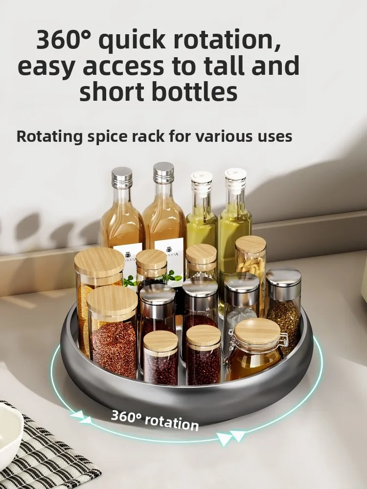 

Kitchen Cabinet Multi-Function Spice Ra Rotating elf Storage Holder for Oil Salt Soy Sauce Vinegar Nordic Sle Metal