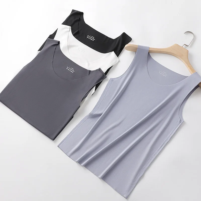 2026 man men Tops new Modal seamless men's vest summer sleeveless t-shirt fitness men's base Camis men's Clothing Tanks Tees