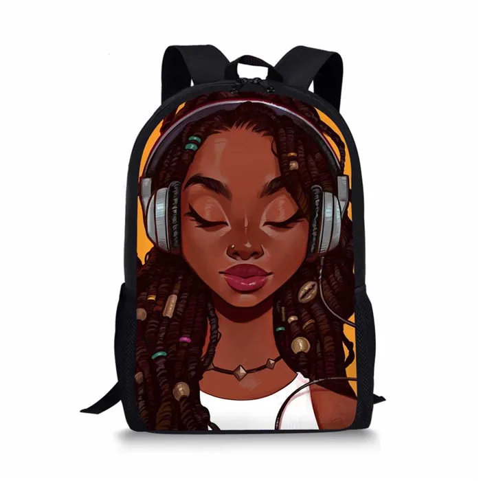 Beauty African Girl Pattern Backpack for Girls Boys Student School Bag Teenager Daily Casual Backpack Travel Storage Rucksack