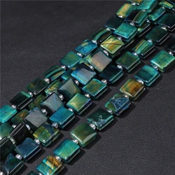 Fashion Trend Natural Tiger Eye Stone Bead Dyed Blue Green Flat Square Cube Loose Spacer Beads For Jewelry Making Handmade DIY