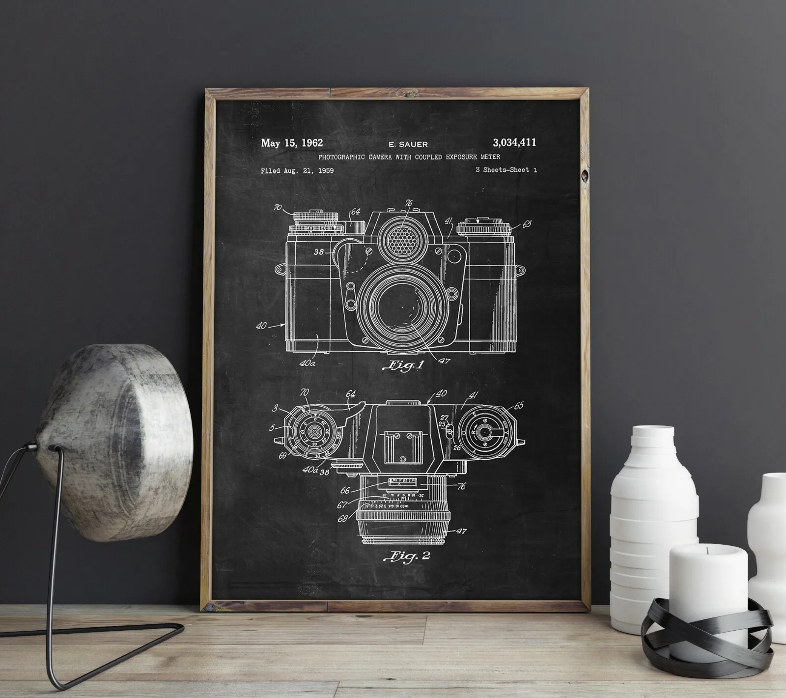 Camera Blueprint Poster Retro Patent Chalkboard SILK POSTER Wall painting
