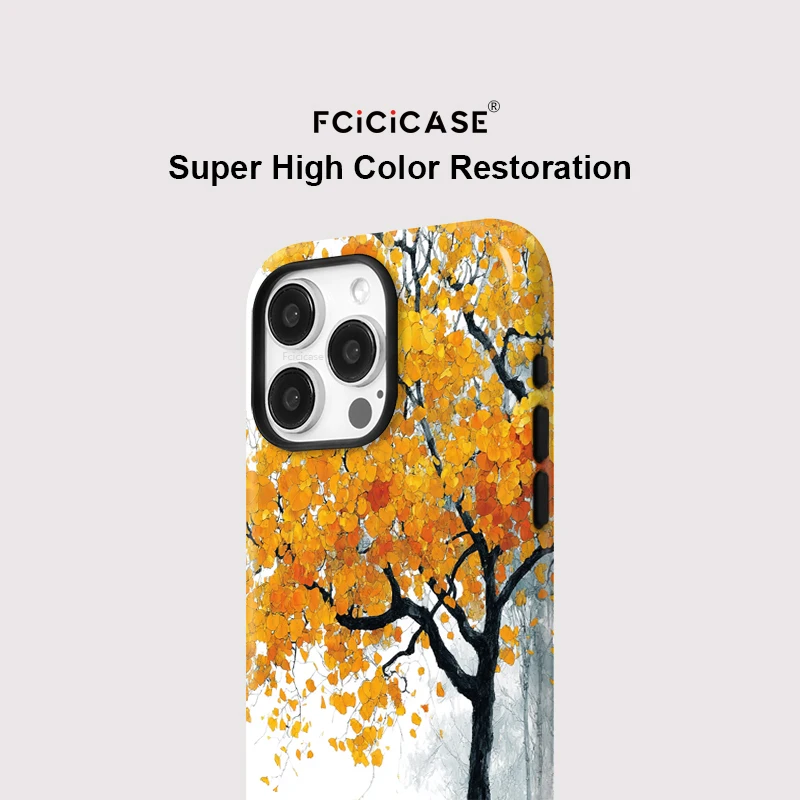Fcicicase Tree Print Pattern Case For iPhone 16 15 Plus 14 13 12 Pro Max 11 2 in 1 Magnetic For Magsafe Wireless Charge Cover